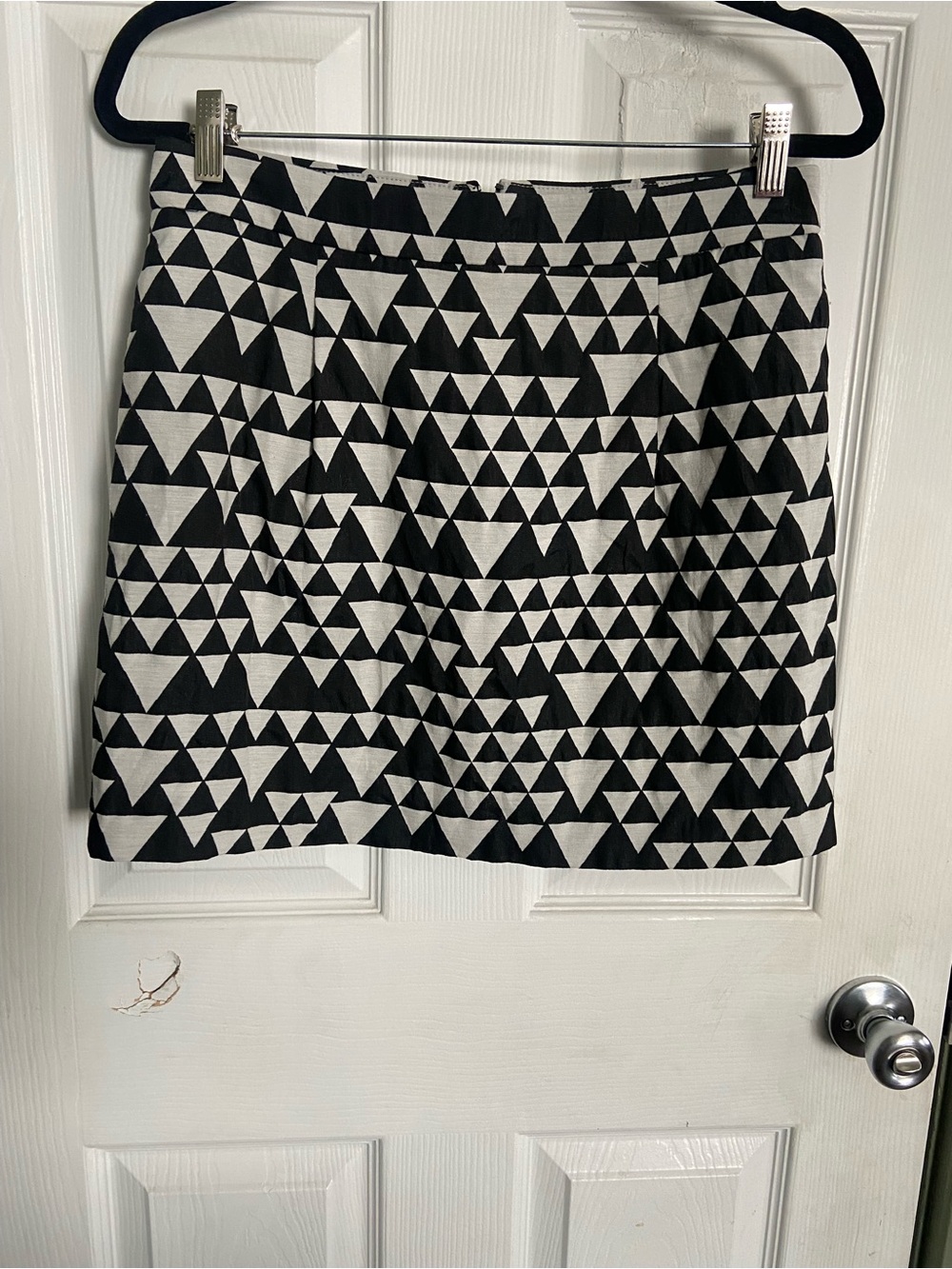 I. Crew Black & White Geometric Mini Skirt